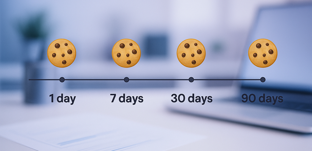 Visual timeline showing affiliate cookie durations from 1 to 90 days.