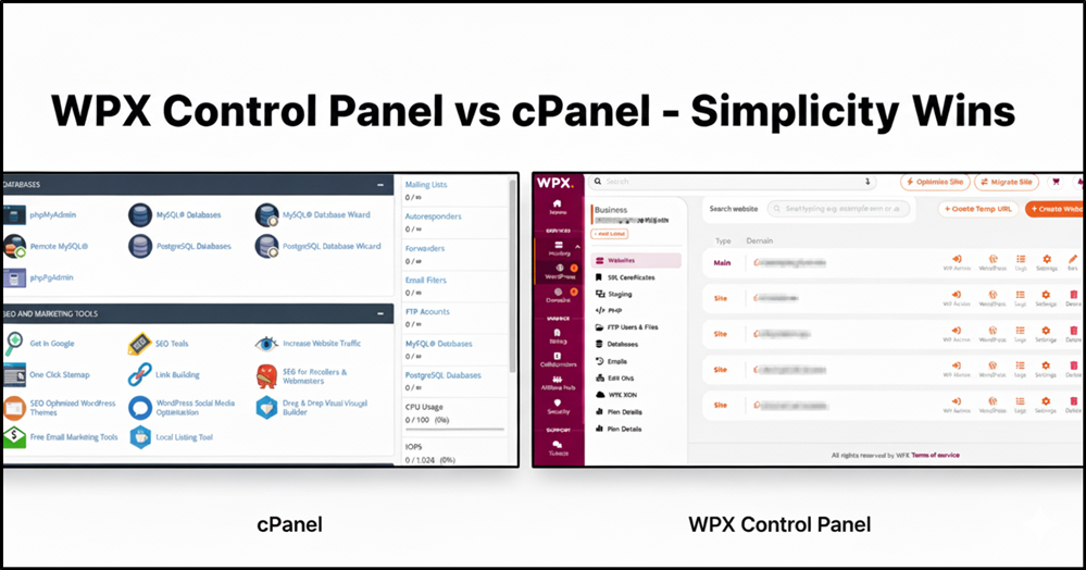 WPX Control Panel vs cPanel comparison