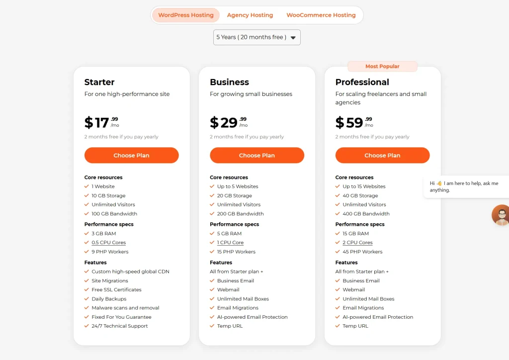 WPX Hosting monthly plans and pricing