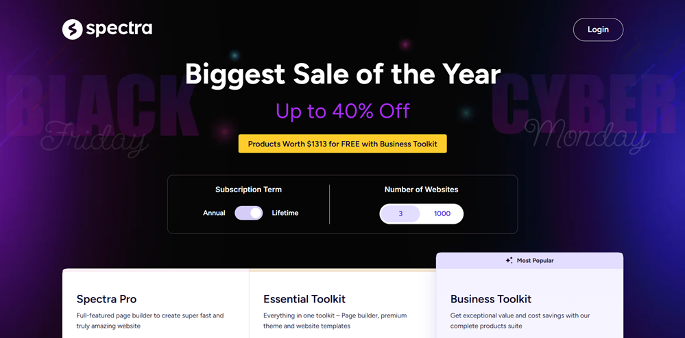 Spectra Pro Black Friday 2025 Deal page