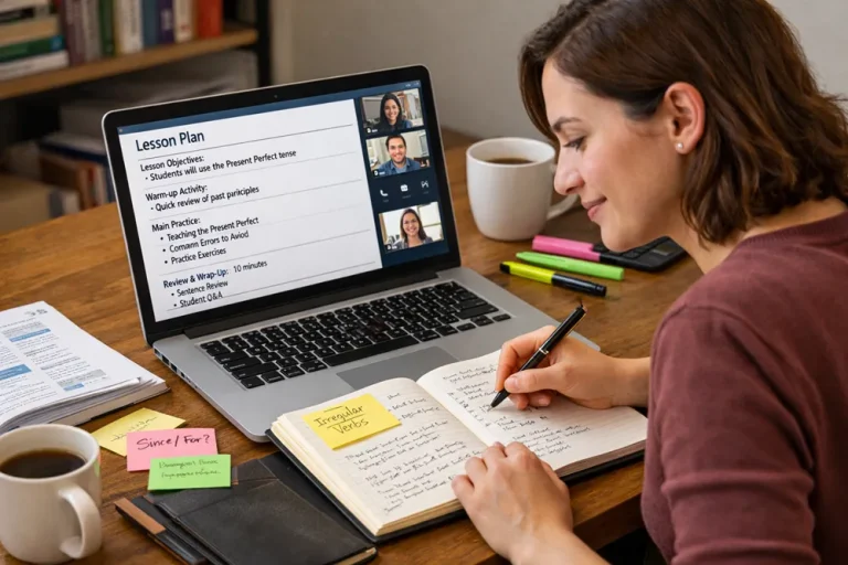 Teacher planning ESL lessons