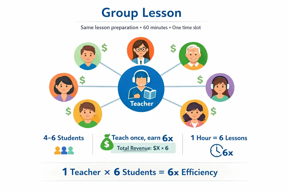 Group lesson illustration to show scaling concept. 