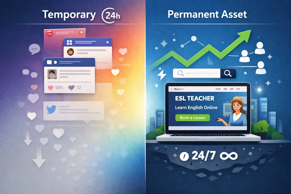 Temporary vs Permanent assets for promoting ESL Classes