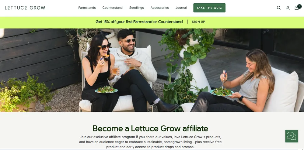 Lettuce Grow affiliate program page
