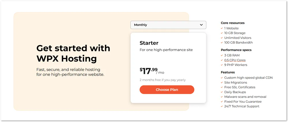 WPX Starter Plan details .